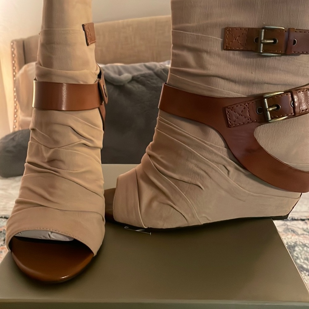 Wedge Ankle Boots w/ Peek a boo toe